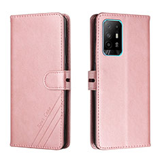 Custodia Portafoglio In Pelle Cover con Supporto H02X per Oppo F19 Pro+ Plus 5G Oro Rosa