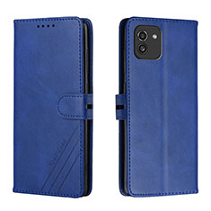 Custodia Portafoglio In Pelle Cover con Supporto H02X per Samsung Galaxy A03 Blu