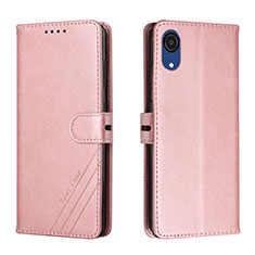 Custodia Portafoglio In Pelle Cover con Supporto H02X per Samsung Galaxy A03 Core Oro Rosa