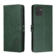 Custodia Portafoglio In Pelle Cover con Supporto H02X per Samsung Galaxy A03 Verde