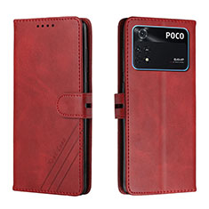 Custodia Portafoglio In Pelle Cover con Supporto H02X per Xiaomi Poco M4 Pro 4G Rosso