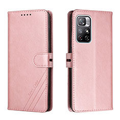 Custodia Portafoglio In Pelle Cover con Supporto H02X per Xiaomi Poco M4 Pro 5G Oro Rosa