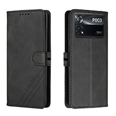 Custodia Portafoglio In Pelle Cover con Supporto H02X per Xiaomi Poco X4 Pro 5G Nero