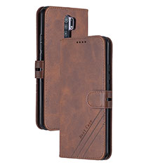 Custodia Portafoglio In Pelle Cover con Supporto H02X per Xiaomi Redmi 9 Marrone