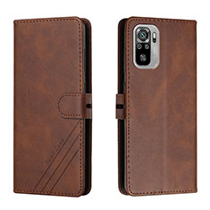 Custodia Portafoglio In Pelle Cover con Supporto H02X per Xiaomi Redmi Note 10 4G Marrone