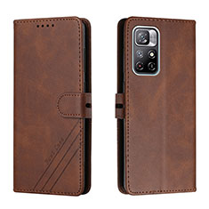 Custodia Portafoglio In Pelle Cover con Supporto H02X per Xiaomi Redmi Note 11 5G Marrone