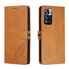 Custodia Portafoglio In Pelle Cover con Supporto H02X per Xiaomi Redmi Note 11 Pro+ Plus 5G Marrone Chiaro