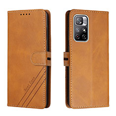 Custodia Portafoglio In Pelle Cover con Supporto H02X per Xiaomi Redmi Note 11S 5G Marrone Chiaro