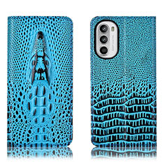 Custodia Portafoglio In Pelle Cover con Supporto H03P per Motorola Moto Edge (2022) 5G Cielo Blu