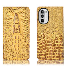 Custodia Portafoglio In Pelle Cover con Supporto H03P per Motorola Moto Edge (2022) 5G Giallo