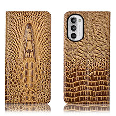 Custodia Portafoglio In Pelle Cover con Supporto H03P per Motorola Moto Edge (2022) 5G Marrone