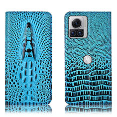 Custodia Portafoglio In Pelle Cover con Supporto H03P per Motorola Moto Edge 30 Ultra 5G Cielo Blu