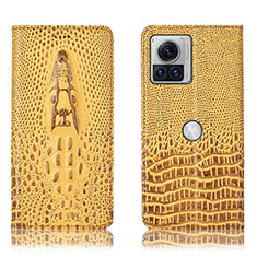 Custodia Portafoglio In Pelle Cover con Supporto H03P per Motorola Moto Edge 30 Ultra 5G Giallo