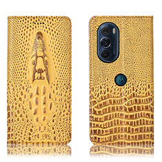 Custodia Portafoglio In Pelle Cover con Supporto H03P per Motorola Moto Edge X30 5G Giallo