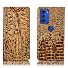 Custodia Portafoglio In Pelle Cover con Supporto H03P per Motorola Moto G51 5G Marrone