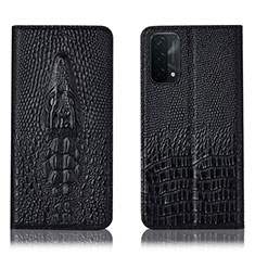 Custodia Portafoglio In Pelle Cover con Supporto H03P per Oppo A74 5G Nero