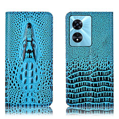 Custodia Portafoglio In Pelle Cover con Supporto H03P per Oppo A78 4G Cielo Blu