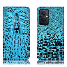 Custodia Portafoglio In Pelle Cover con Supporto H03P per Oppo A96 5G Cielo Blu