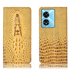 Custodia Portafoglio In Pelle Cover con Supporto H03P per Oppo A97 5G Giallo