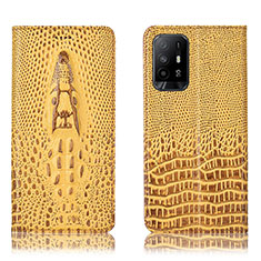 Custodia Portafoglio In Pelle Cover con Supporto H03P per Oppo Reno5 Z 5G Giallo