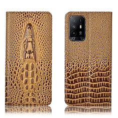 Custodia Portafoglio In Pelle Cover con Supporto H03P per Oppo Reno5 Z 5G Marrone