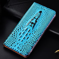 Custodia Portafoglio In Pelle Cover con Supporto H03P per Samsung Galaxy S22 Ultra 5G Cielo Blu