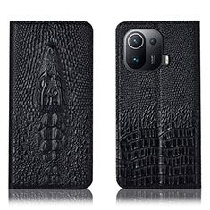 Custodia Portafoglio In Pelle Cover con Supporto H03P per Xiaomi Mi 11 Pro 5G Nero