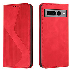 Custodia Portafoglio In Pelle Cover con Supporto H03X per Google Pixel 7 Pro 5G Rosso