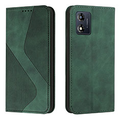 Custodia Portafoglio In Pelle Cover con Supporto H03X per Motorola Moto E13 Verde