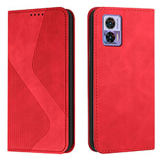 Custodia Portafoglio In Pelle Cover con Supporto H03X per Motorola Moto Edge 30 Lite 5G Rosso