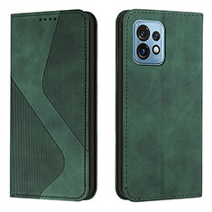 Custodia Portafoglio In Pelle Cover con Supporto H03X per Motorola Moto Edge Plus (2023) 5G Verde