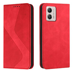 Custodia Portafoglio In Pelle Cover con Supporto H03X per Motorola Moto G53 5G Rosso