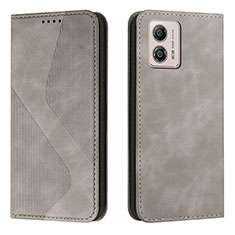 Custodia Portafoglio In Pelle Cover con Supporto H03X per Motorola Moto G53j 5G Grigio