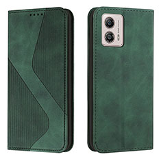 Custodia Portafoglio In Pelle Cover con Supporto H03X per Motorola Moto G53j 5G Verde