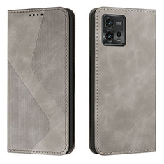 Custodia Portafoglio In Pelle Cover con Supporto H03X per Motorola Moto G72 Grigio