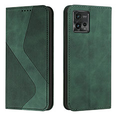 Custodia Portafoglio In Pelle Cover con Supporto H03X per Motorola Moto G72 Verde