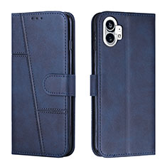 Custodia Portafoglio In Pelle Cover con Supporto H03X per Nothing Phone 1 Blu