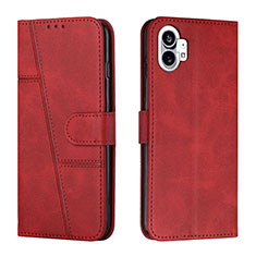 Custodia Portafoglio In Pelle Cover con Supporto H03X per Nothing Phone 1 Rosso
