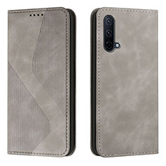 Custodia Portafoglio In Pelle Cover con Supporto H03X per OnePlus Nord CE 5G Grigio