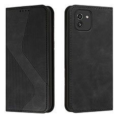 Custodia Portafoglio In Pelle Cover con Supporto H03X per Samsung Galaxy A03 Nero