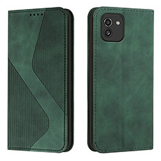 Custodia Portafoglio In Pelle Cover con Supporto H03X per Samsung Galaxy A03 Verde