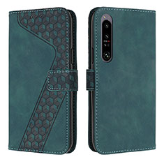 Custodia Portafoglio In Pelle Cover con Supporto H03X per Sony Xperia 1 IV Verde