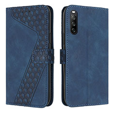 Custodia Portafoglio In Pelle Cover con Supporto H03X per Sony Xperia 10 IV SO-52C Blu