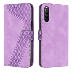 Custodia Portafoglio In Pelle Cover con Supporto H03X per Sony Xperia 10 IV SO-52C Viola