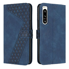 Custodia Portafoglio In Pelle Cover con Supporto H03X per Sony Xperia 5 IV Blu