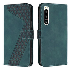 Custodia Portafoglio In Pelle Cover con Supporto H03X per Sony Xperia 5 IV Verde