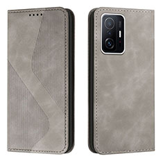 Custodia Portafoglio In Pelle Cover con Supporto H03X per Xiaomi Mi 11T Pro 5G Grigio