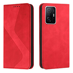 Custodia Portafoglio In Pelle Cover con Supporto H03X per Xiaomi Mi 11T Pro 5G Rosso