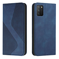 Custodia Portafoglio In Pelle Cover con Supporto H03X per Xiaomi Poco M3 Blu