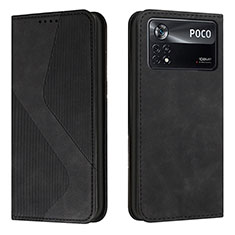 Custodia Portafoglio In Pelle Cover con Supporto H03X per Xiaomi Poco X4 Pro 5G Nero